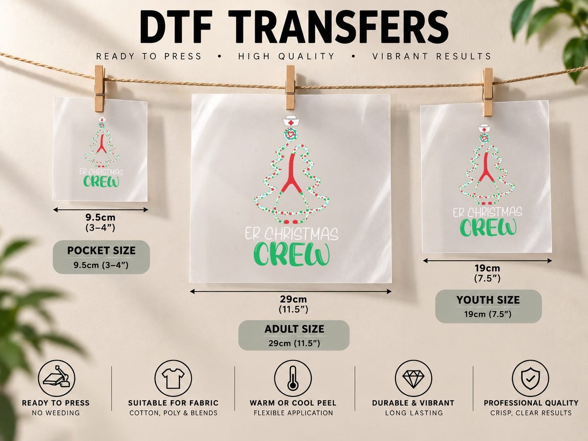 ER Christmas Crew Tree Emergency Room Funny Xmas Nurse ER DTF Transfer Iron On
