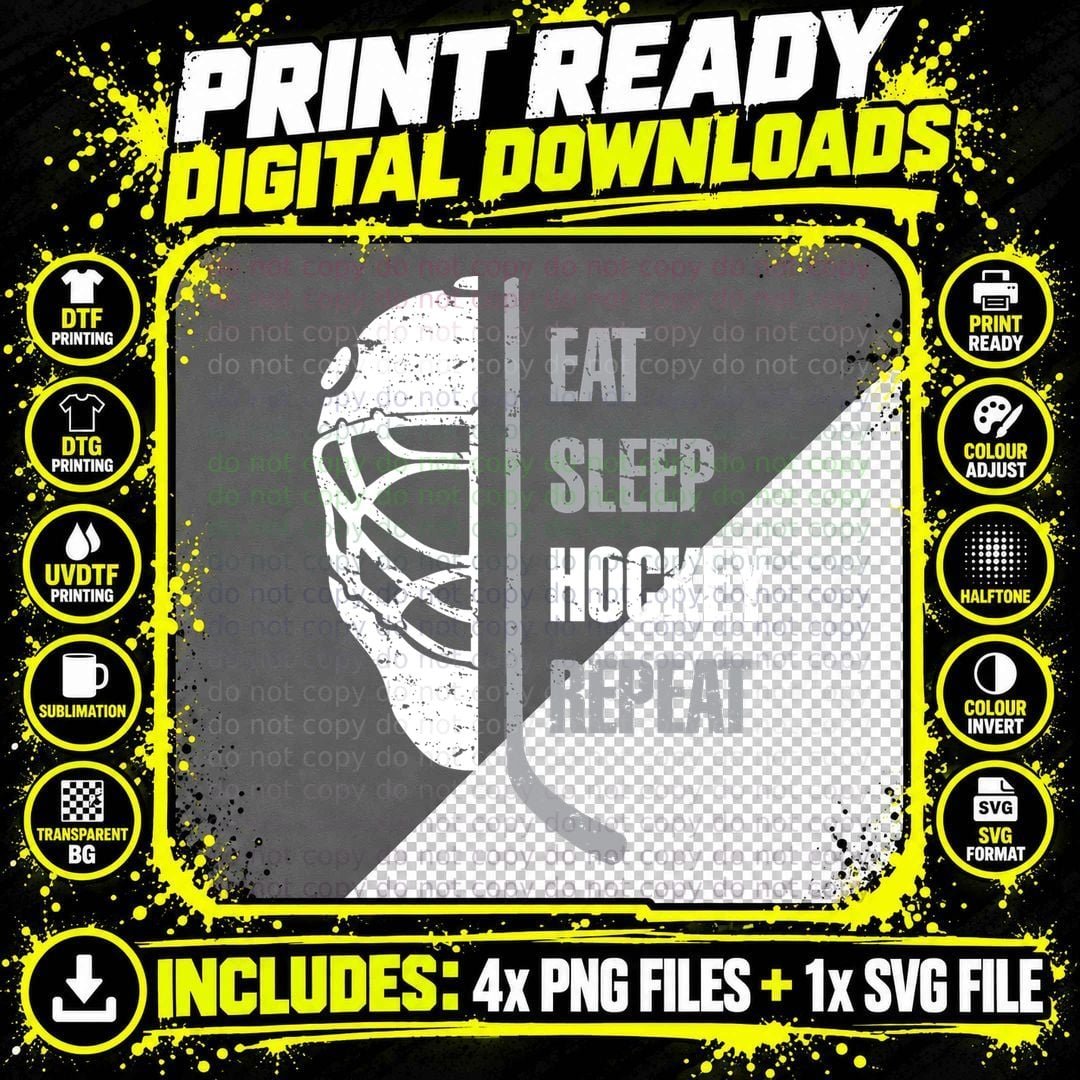 Eat Sleep Hockey Repeat Christmas Forn Adult Hockey Png SVG Digital Bundle