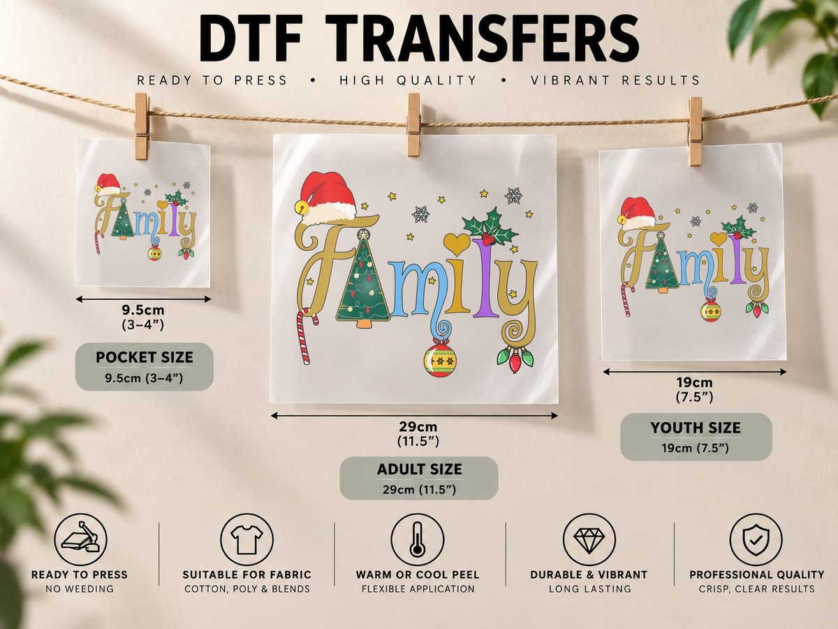 Family Letters Christmas Style Love My Family Christmas DTF Transfer Iron On