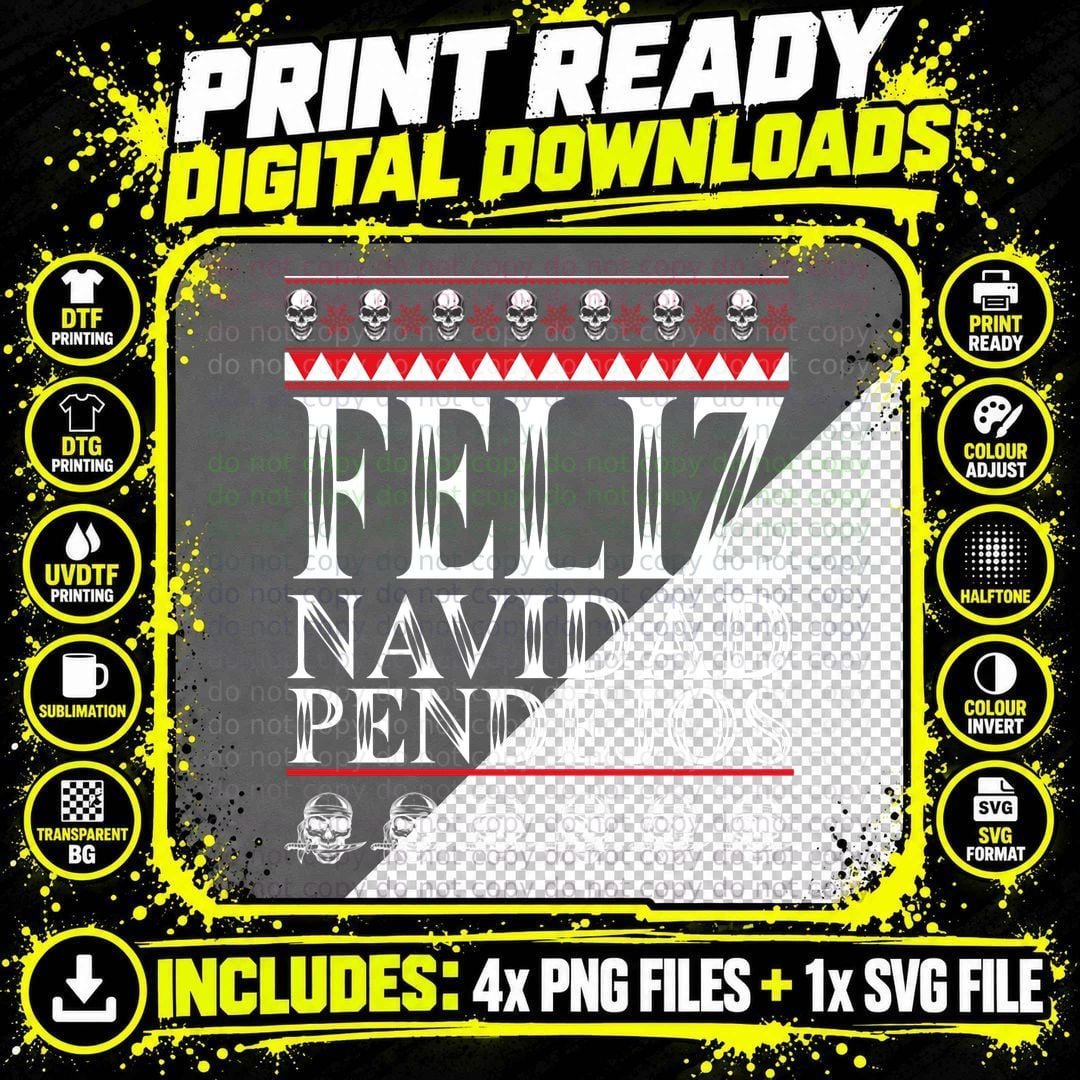Feliz Navidad Pendejos Funny Mexican Ugly Christmas Png SVG Digital Bundle