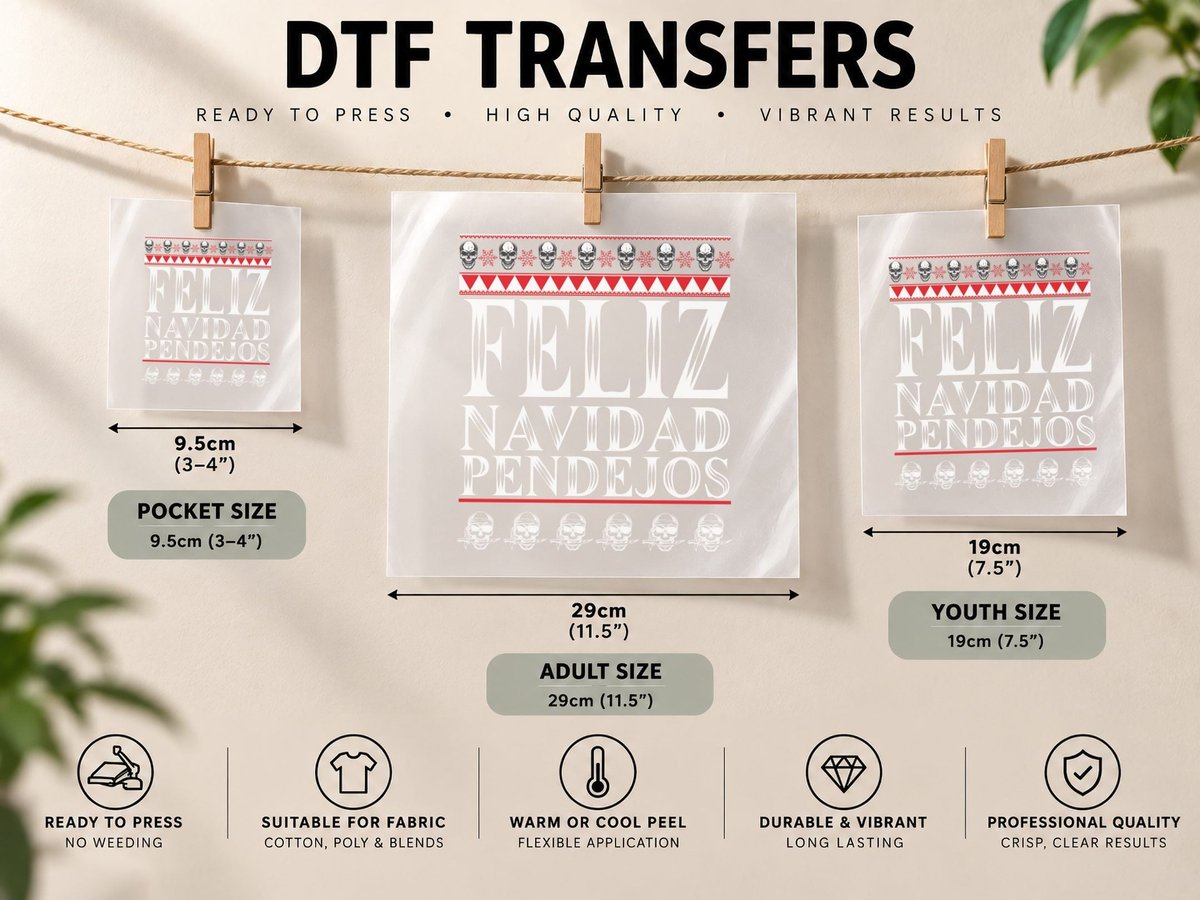 Feliz Navidad Pendejos Funny Mexican Ugly Christmas DTF Transfer Iron On