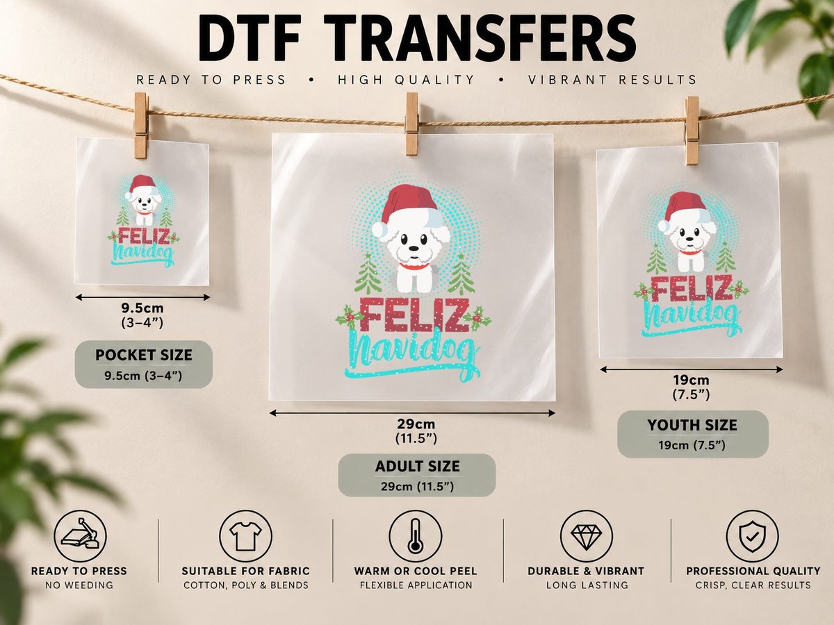 Feliz Navidog Poodle Dog Christmas Tree Christmas Gift DTF Transfer Iron On
