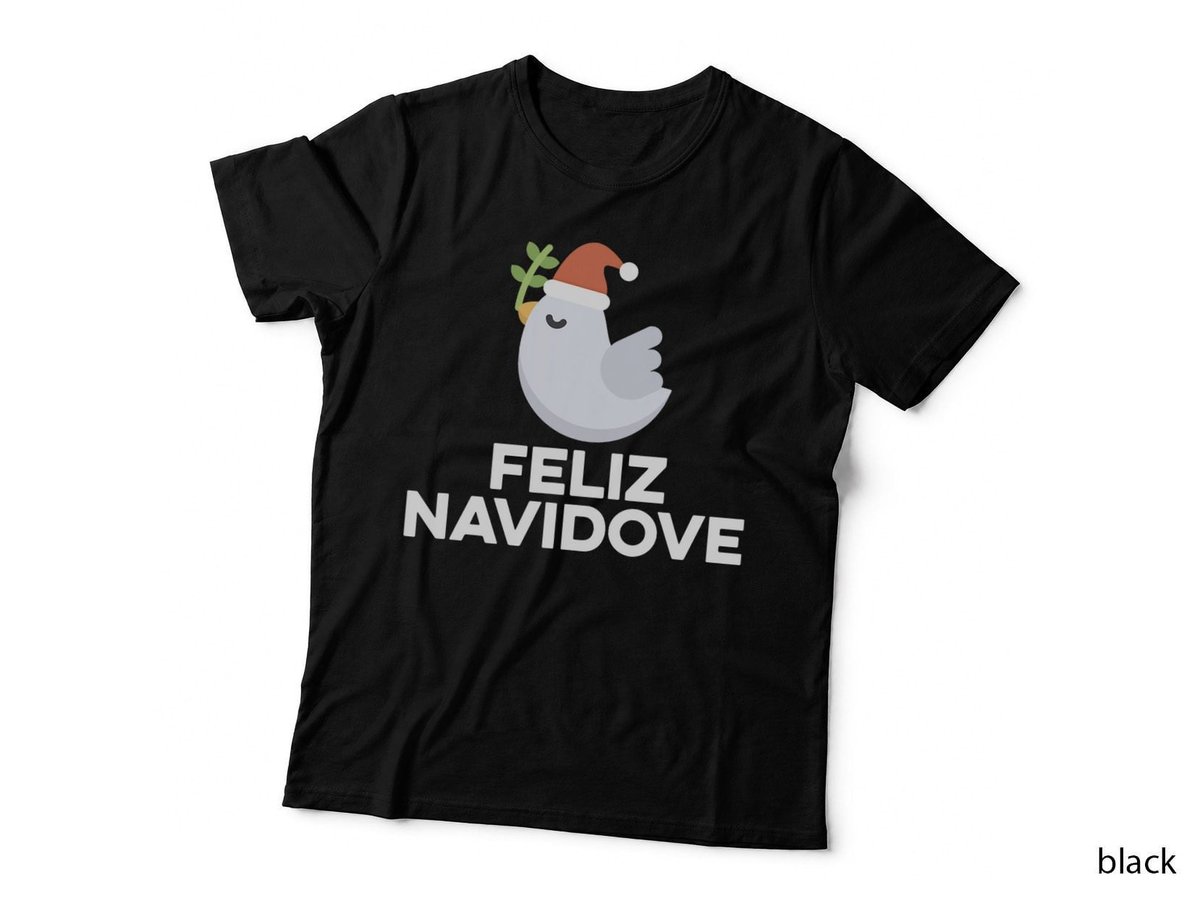 Feliz Navidove Funny Dove Bird with Santa Hat Xmas T-Shirt