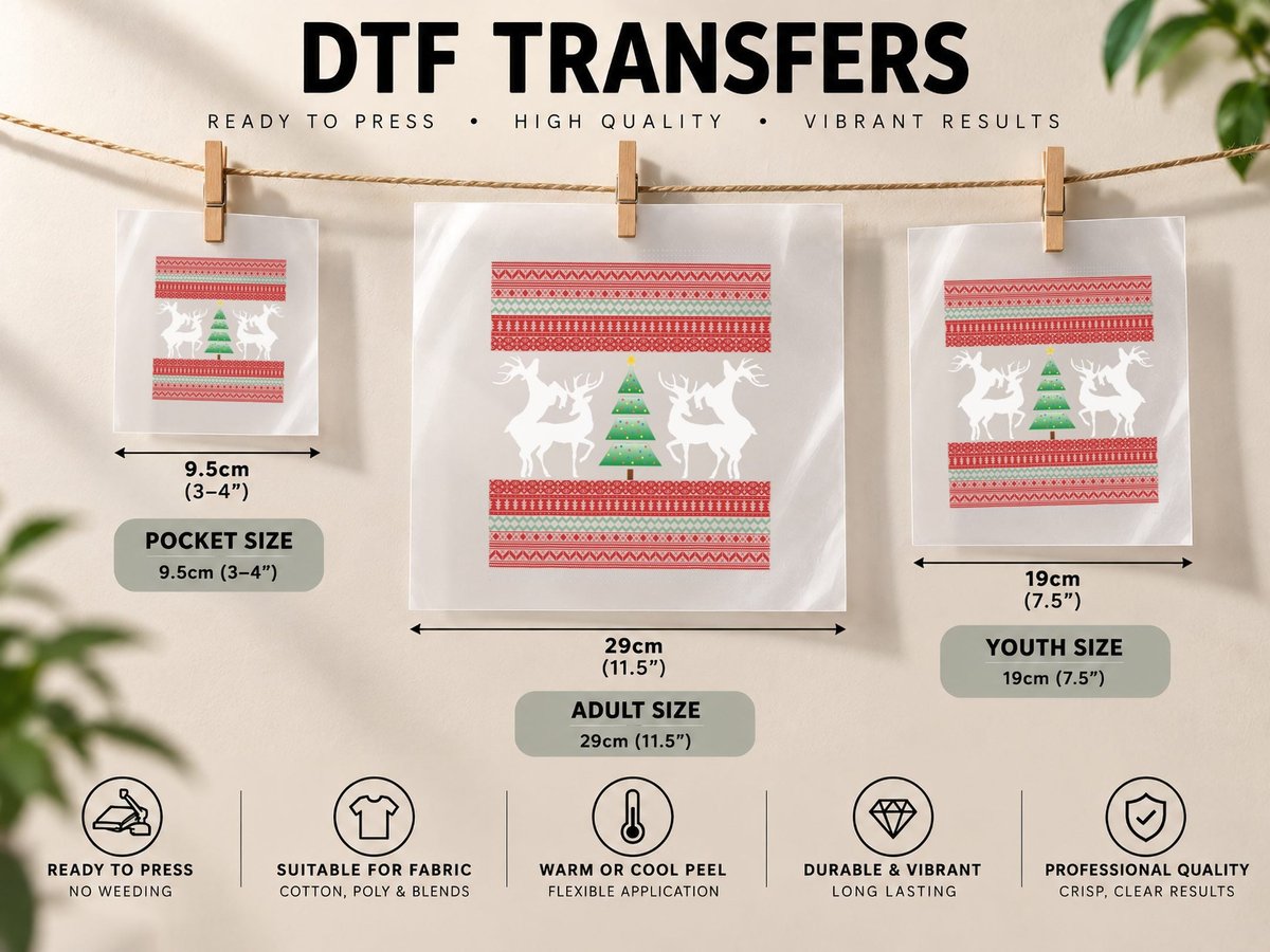Frisky Christmas Reindeer -Tree-Tacky DTF Transfer Iron On