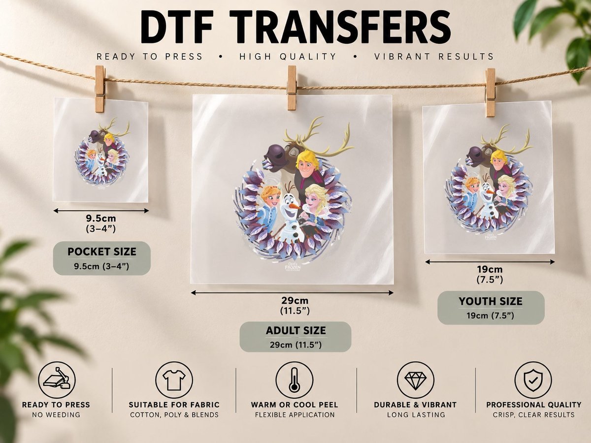 Frozen Christmas Wreath Group Shot Graphic DTF Transfer Iron On