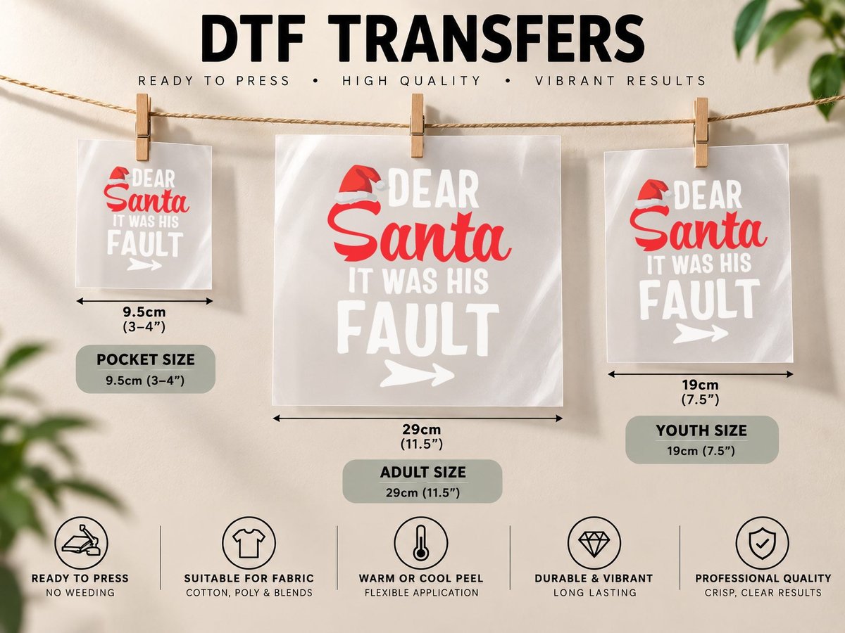 Funny Christmas Coupless Dear Santa It Was His Fault DTF Transfer Iron On