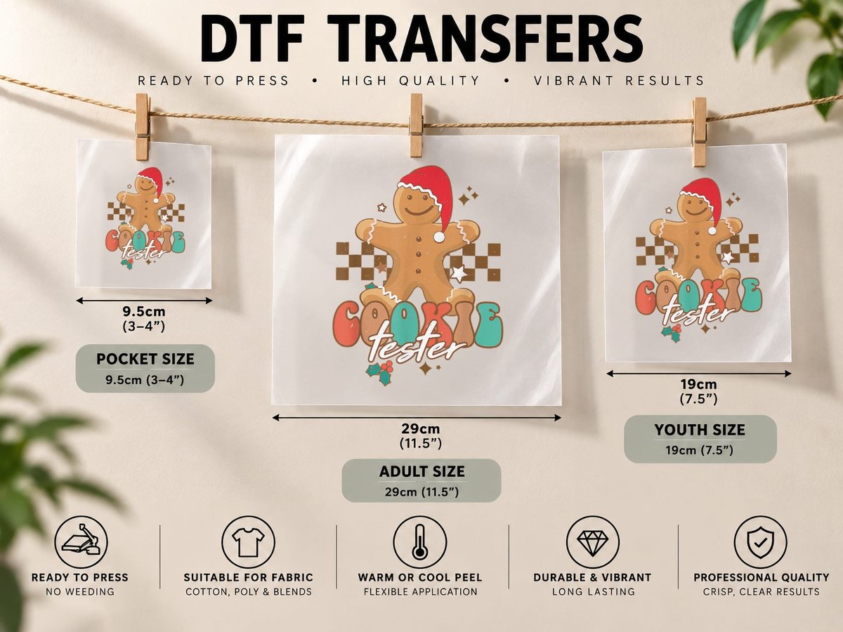 Funny Christmas Family Xmas Retro Cookie Tester Gingerbread DTF Transfer Iron On