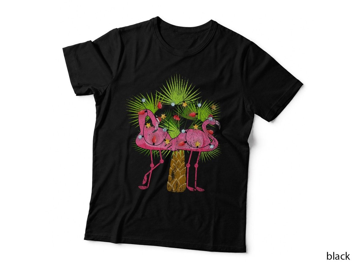 Funny Christmas Lights Flamingos Summer Christmas in July T-Shirt