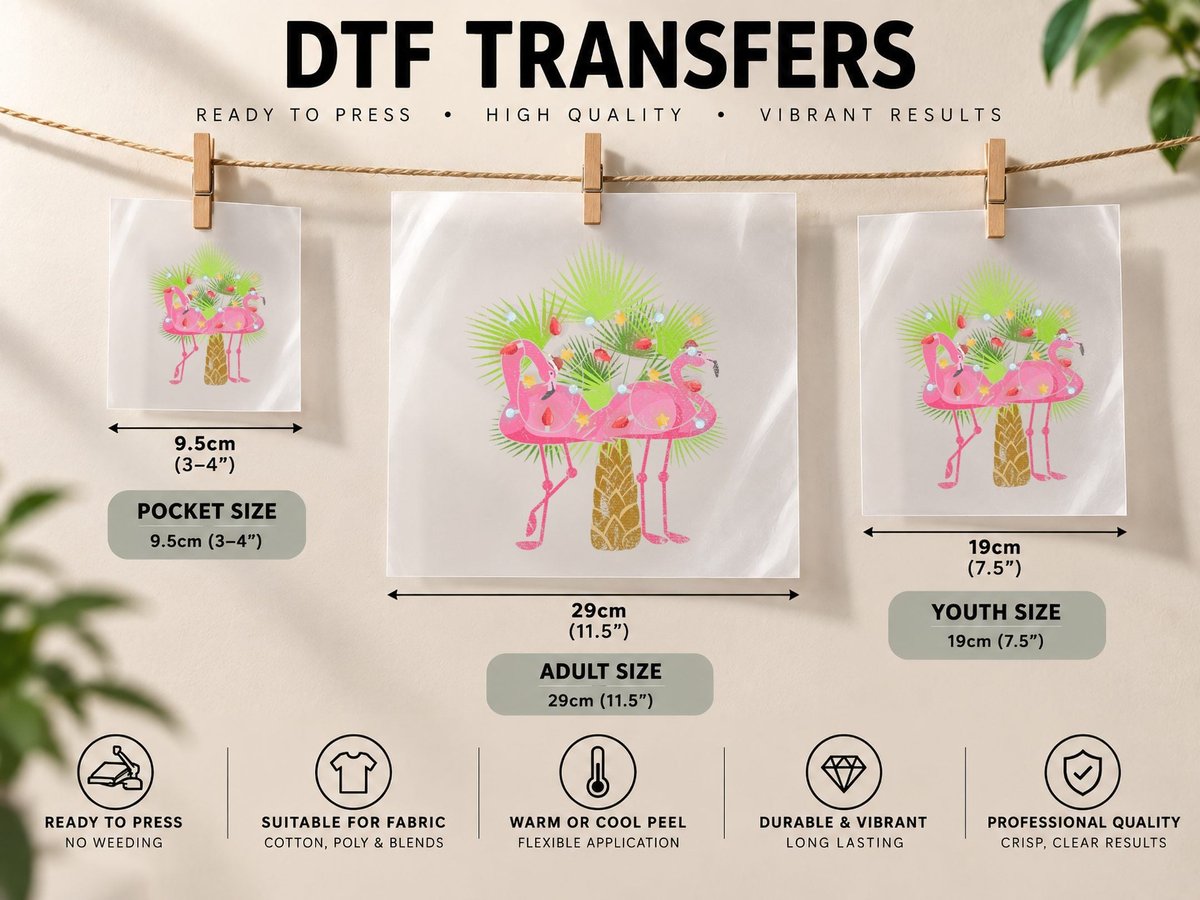 Funny Christmas Lights Flamingos Summer Christmas in July DTF Transfer Iron On