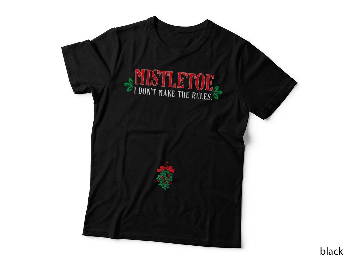 Funny Christmas Mistletoe Below the Belt Gag Gift, Holiday T-Shirt