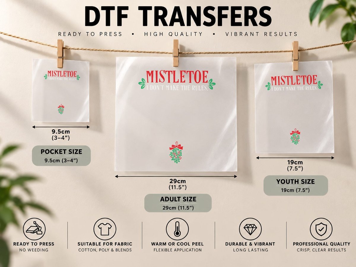 Funny Christmas Mistletoe Below the Belt Gag Gift, Holiday DTF Transfer Iron On