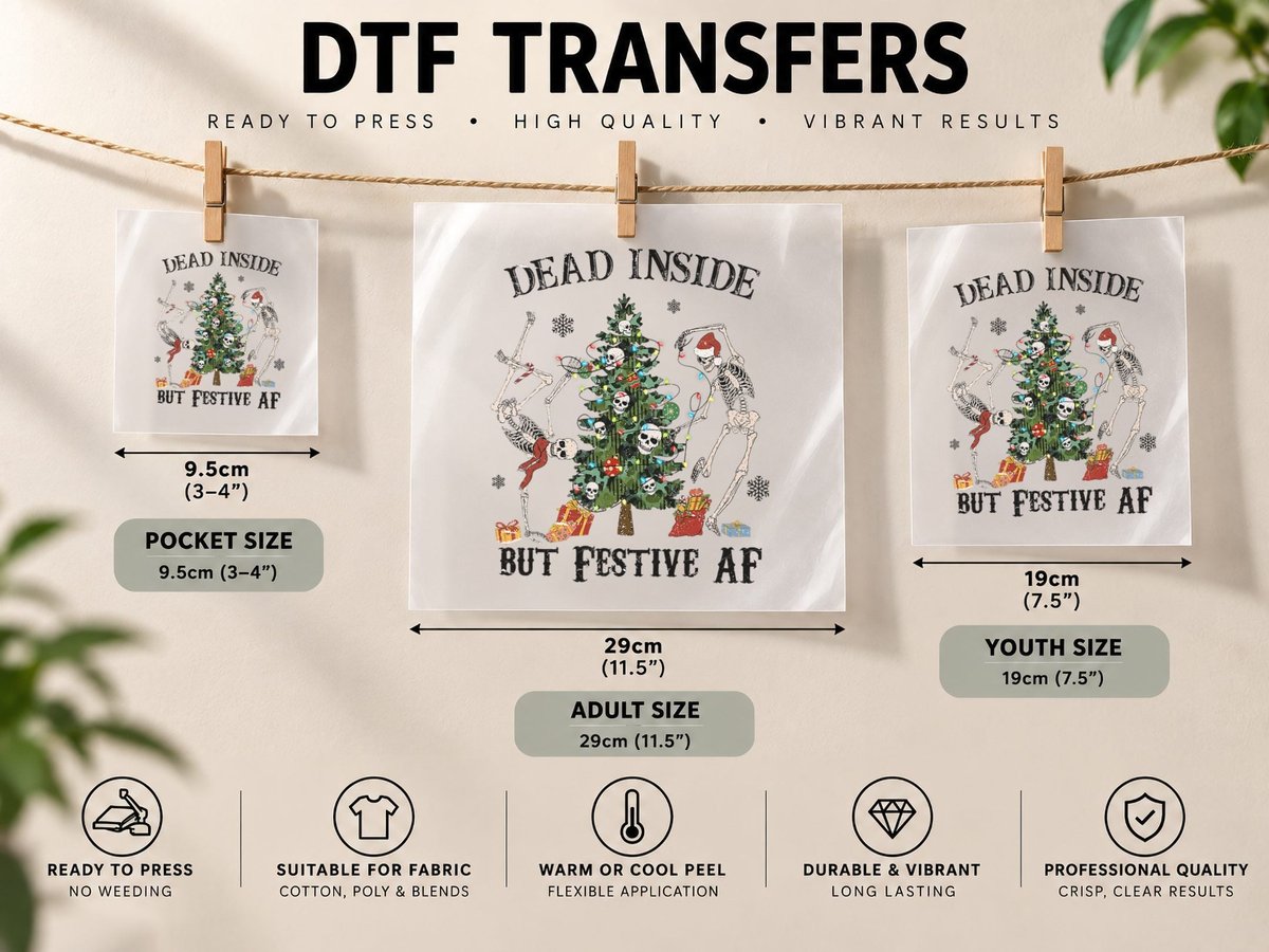 Funny Christmas, Dead Inside but Festive AF DTF Transfer Iron On