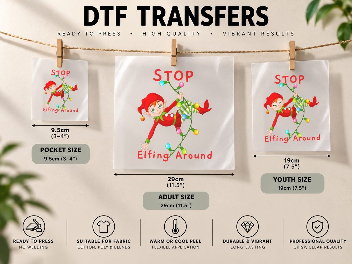 Funny Christmas Stop Elfing Around Distressed Gift DTF Transfer Iron On
