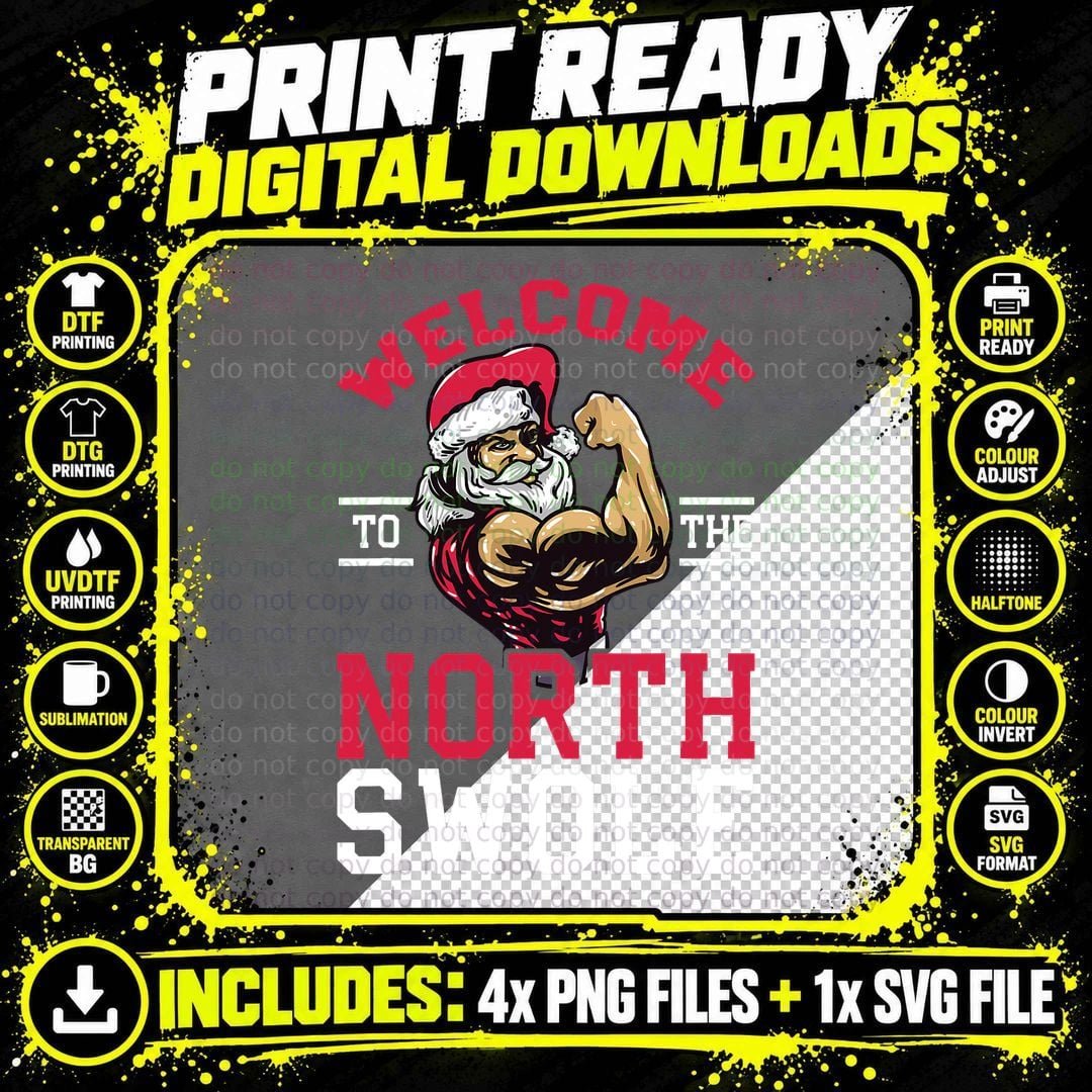 Funny Christmas Weightlifting Workout T-Shirt North Swole Png SVG Digital Bundle