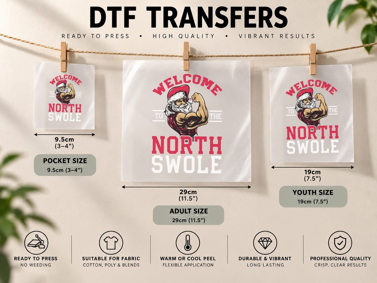 Funny Christmas Weightlifting Workout North Swole DTF Transfer Iron On