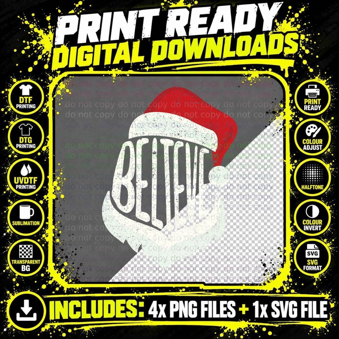 Funny Family Christmas Believe Santa Claus Cute Xmas Png SVG Digital Bundle
