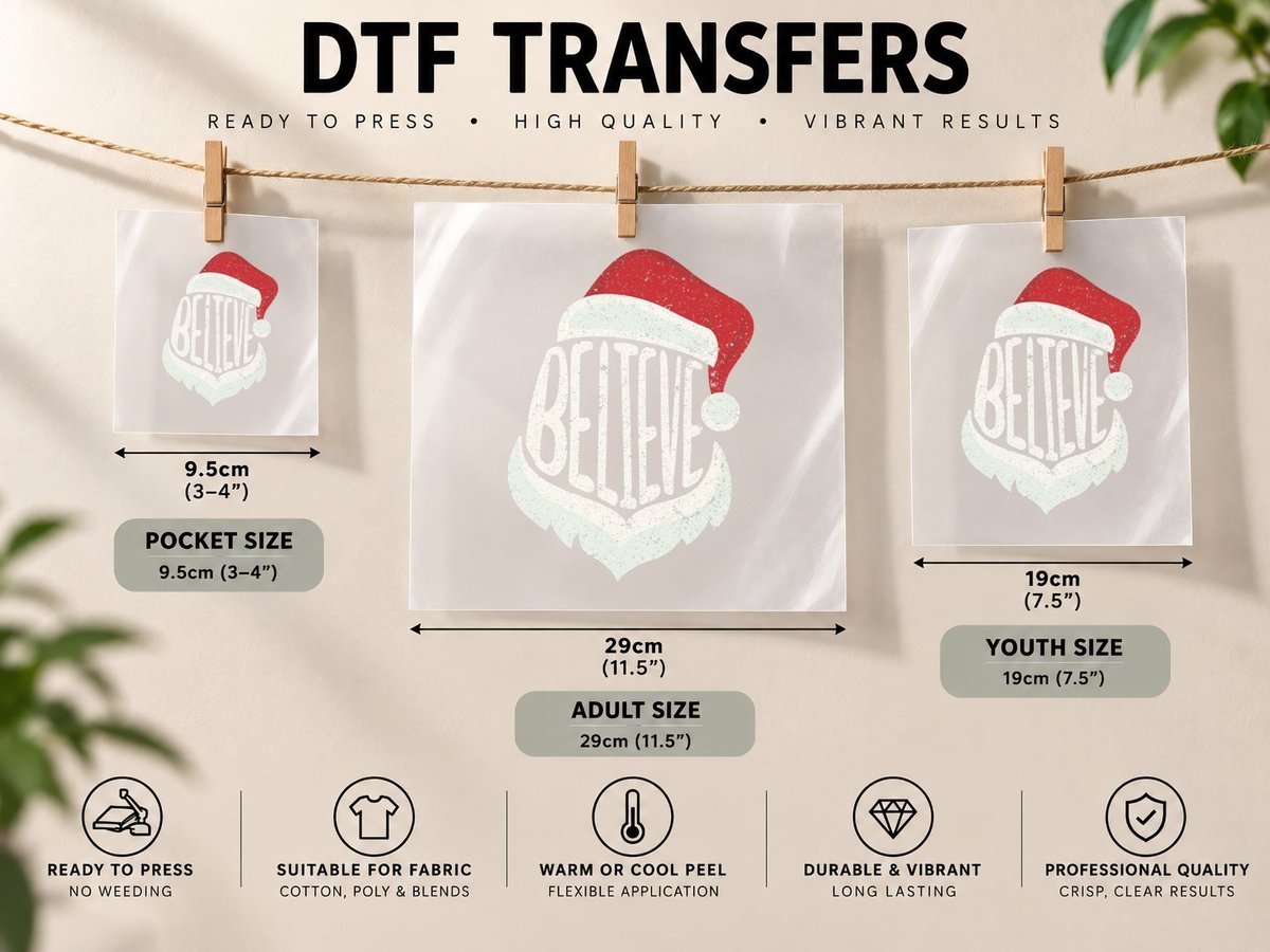 Funny Family Christmas Believe Santa Claus Cute Xmas DTF Transfer Iron On