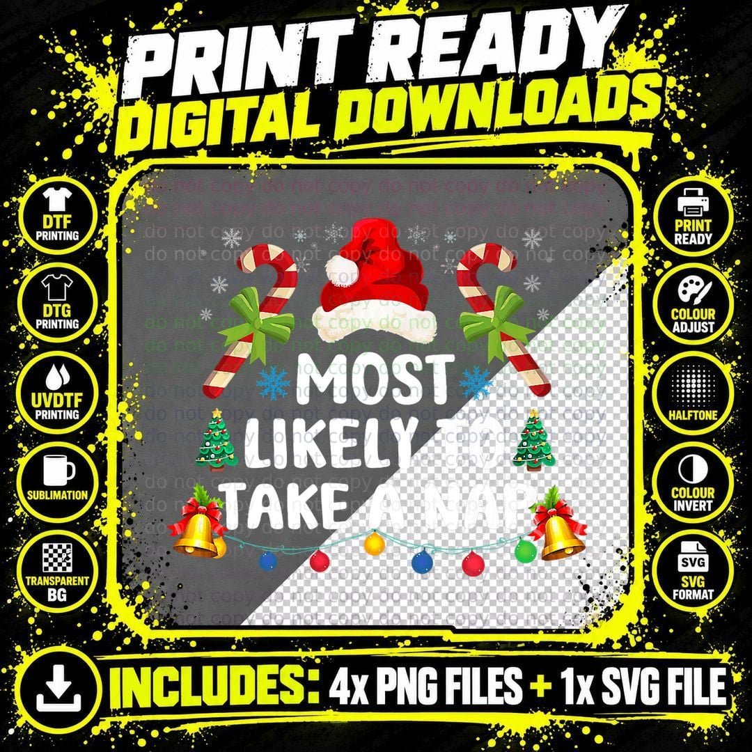 Funny Family Matching Christmas Most Likely to Take a Png SVG Digital Bundle
