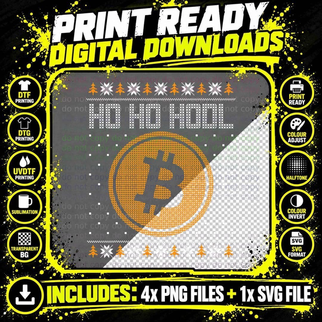 Funny Ho Ho Hodl Bitcoin Christmas Shirt Ugly Sweater Png SVG Digital Bundle