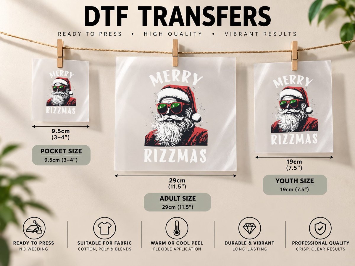 Funny Merry Rizzmas Christmas Rizz Santa Claus Charisma DTF Transfer Iron On