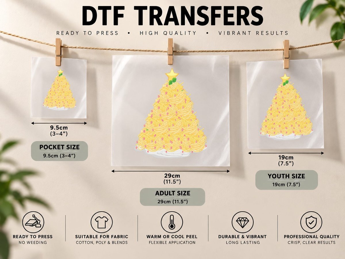 Funny Noodle Christmas Tree Ramen Lover's Gift Xmas Pajama DTF Transfer Iron On