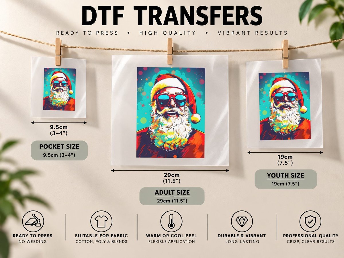 Funny Santa Pop Art Retro Vintage Christmas Motif DTF Transfer Iron On