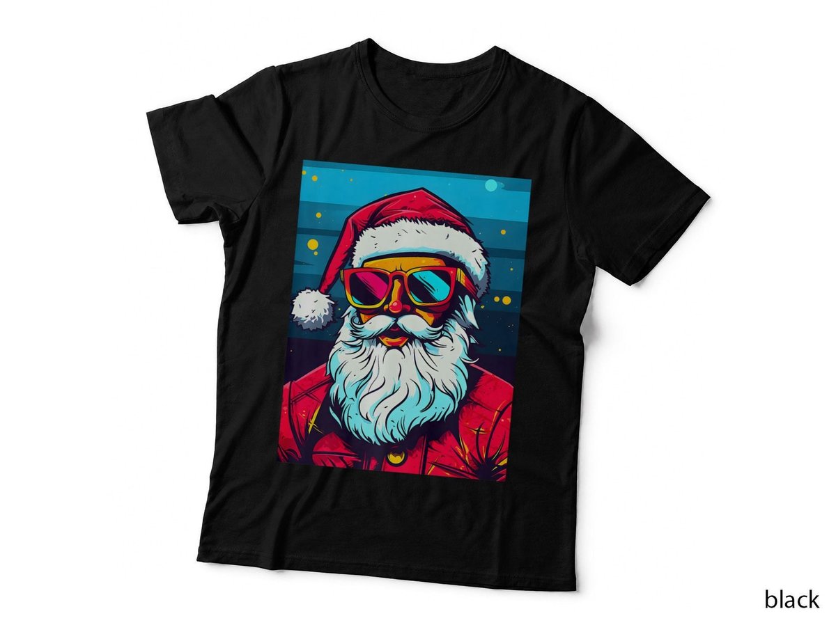 Funny Santa Pop Art Retro Vintage Christmas Motif, Festive T-Shirt