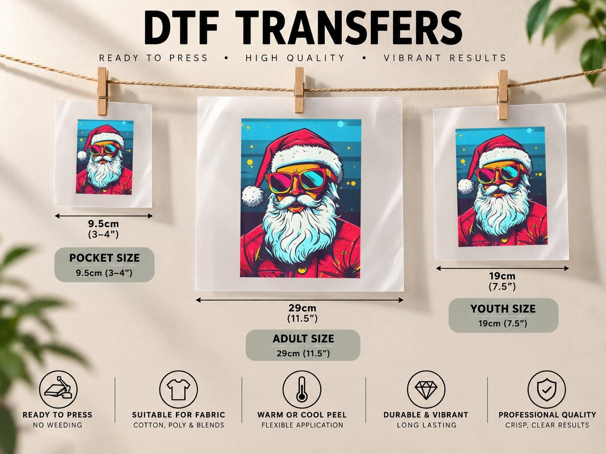 Funny Santa Pop Art Retro Vintage Christmas Motif, Festive DTF Transfer Iron On