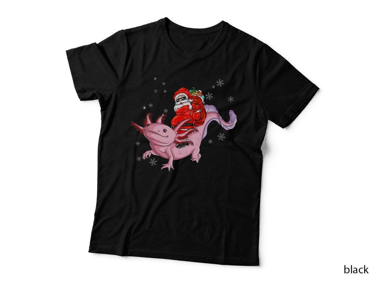 Funny Santa Riding Axolotl Christmas Boy Men Kid Toddler T-Shirt