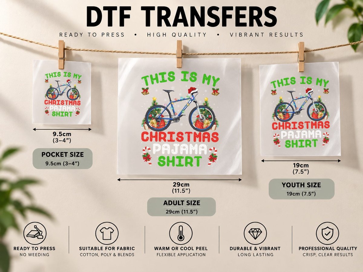 Funny This Is My Christmas Pajama Cycle Christmas DTF Transfer Iron On