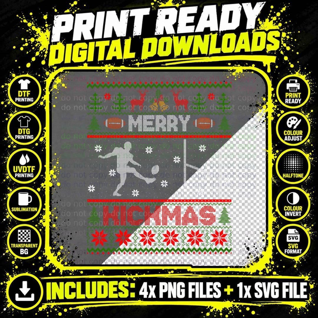 Funny Ugly Christmas Football Sport Team Kicker Gift Png SVG Digital Bundle
