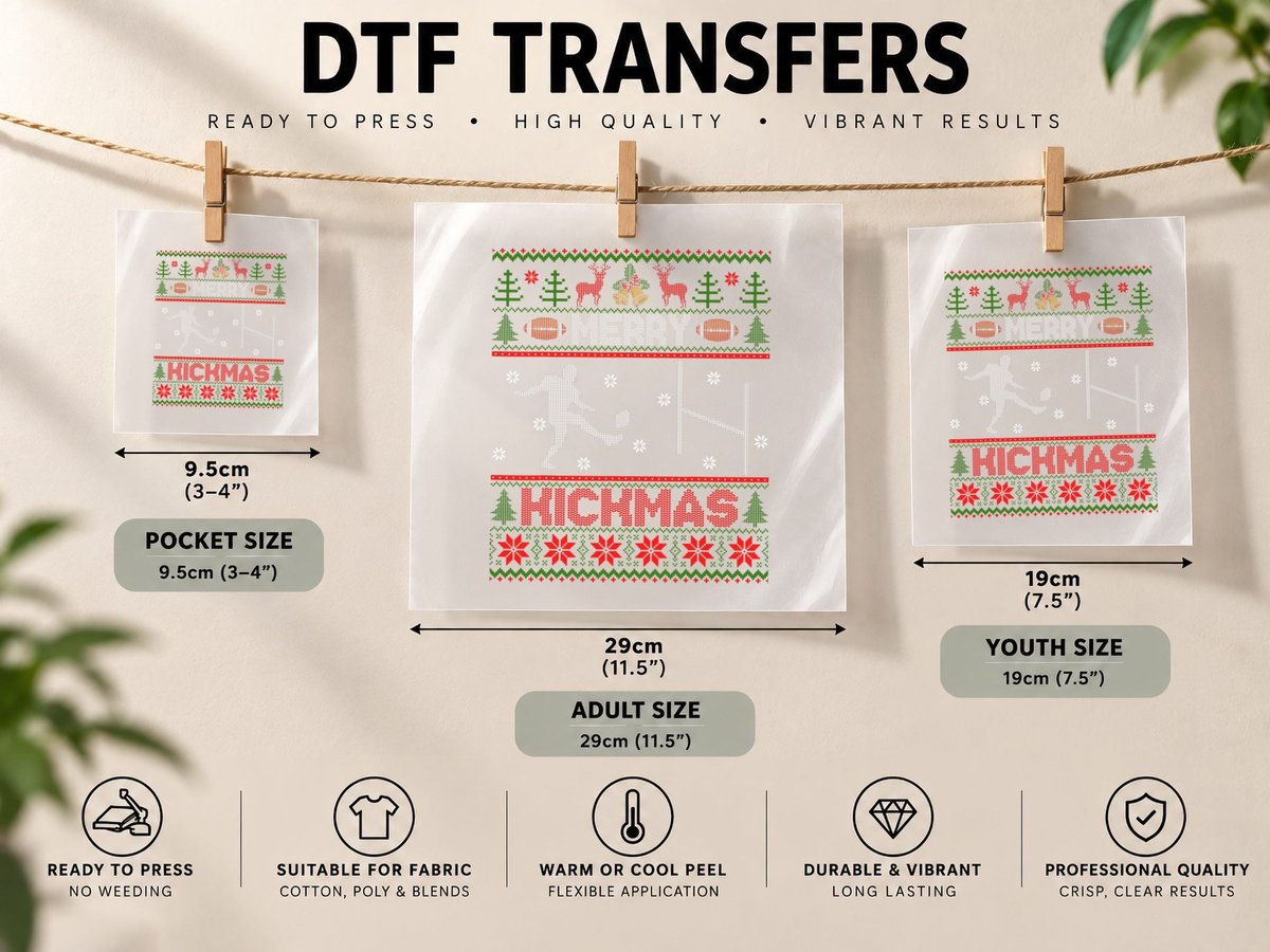 Funny Ugly Christmas Football Sport Team Kicker Gift DTF Transfer Iron On