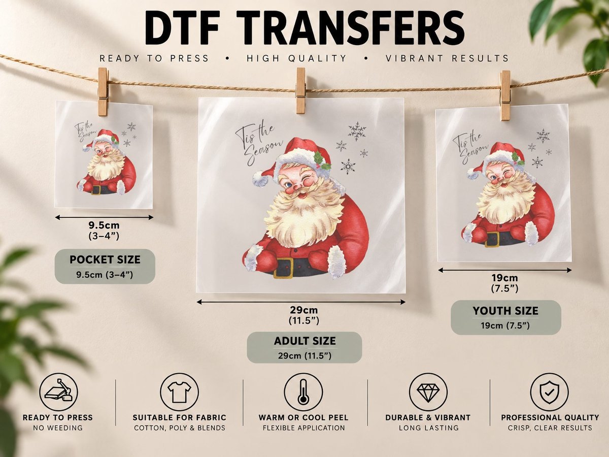 Funny Vintage Santa Claus Christmas Design DTF Transfer Iron On