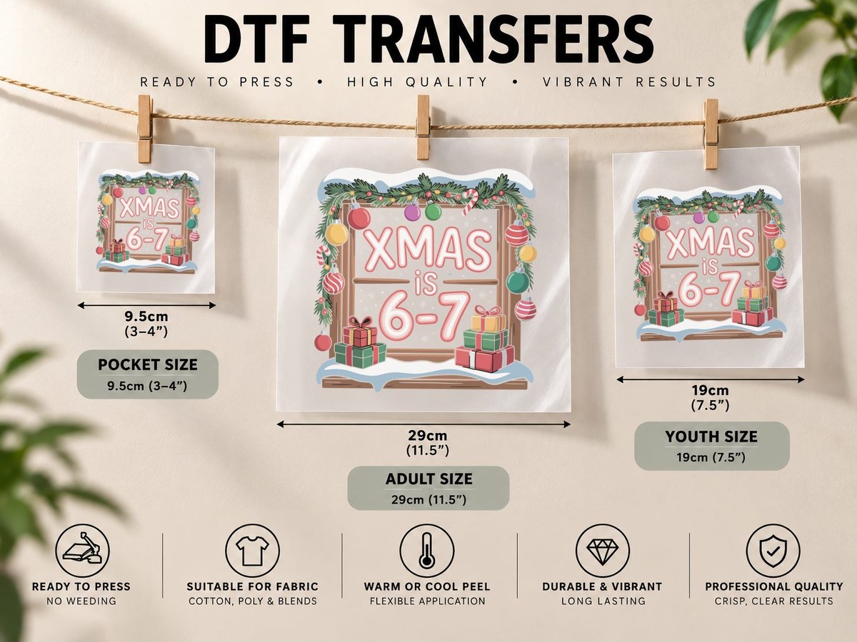 Funny Xmas Is 6 7 Six Seven Meme Christmas Women Men Kids DTF Transfer Iron On