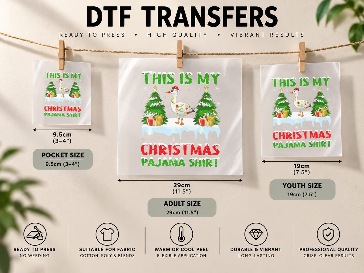 Funny Xmas Santa This Is My Goose Christmas Pajama, Holiday DTF Transfer Iron On