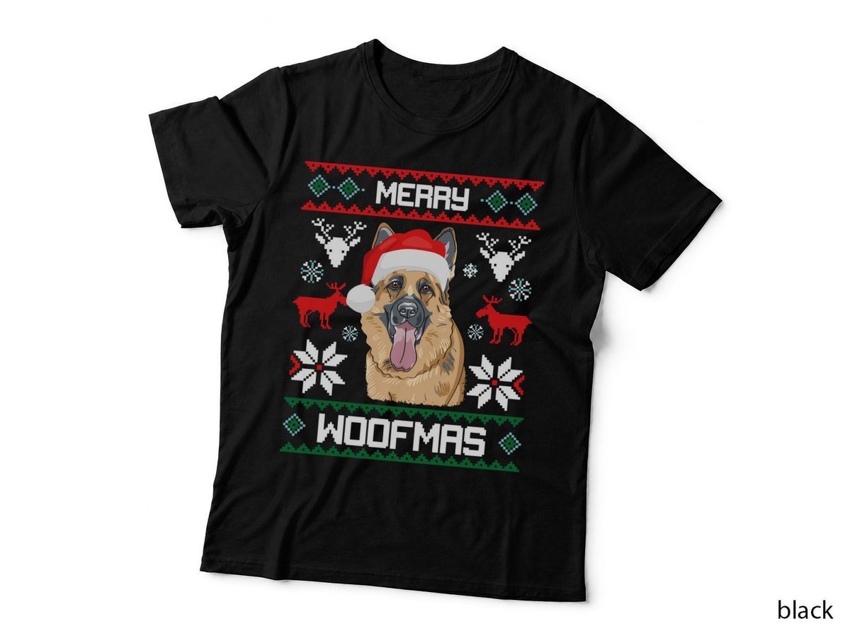 German Shepherd Merry Woofmas Christmas Dog Gift T-Shirt