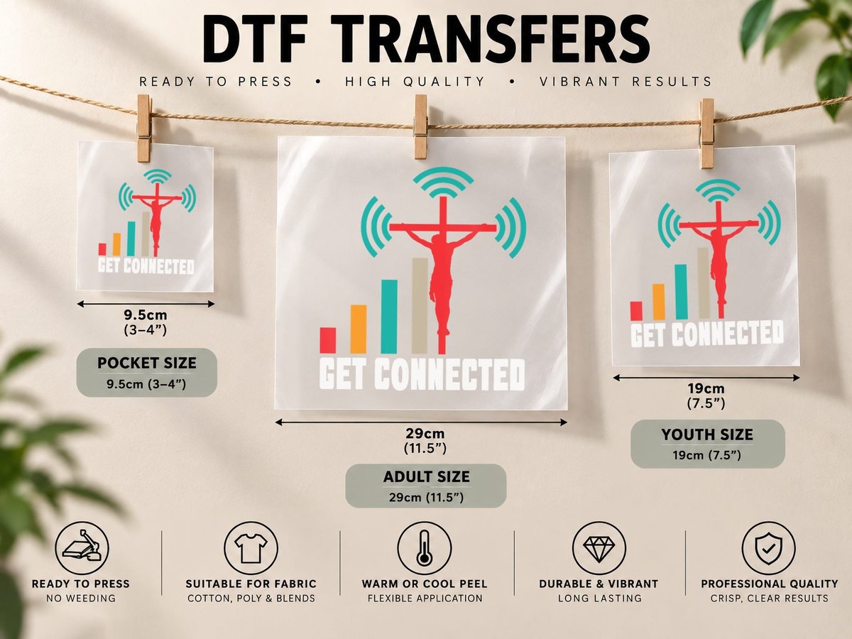 Get Connected to Jesus Love Jesus Christian Christmas DTF Transfer Iron On