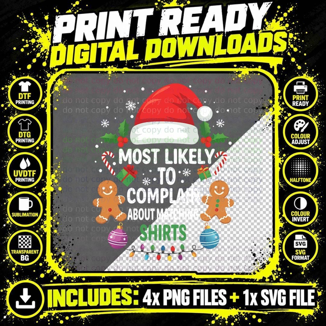 Gingerbread Cookie Jingle Bells Funny Christmas Matching Png SVG Digital Bundle