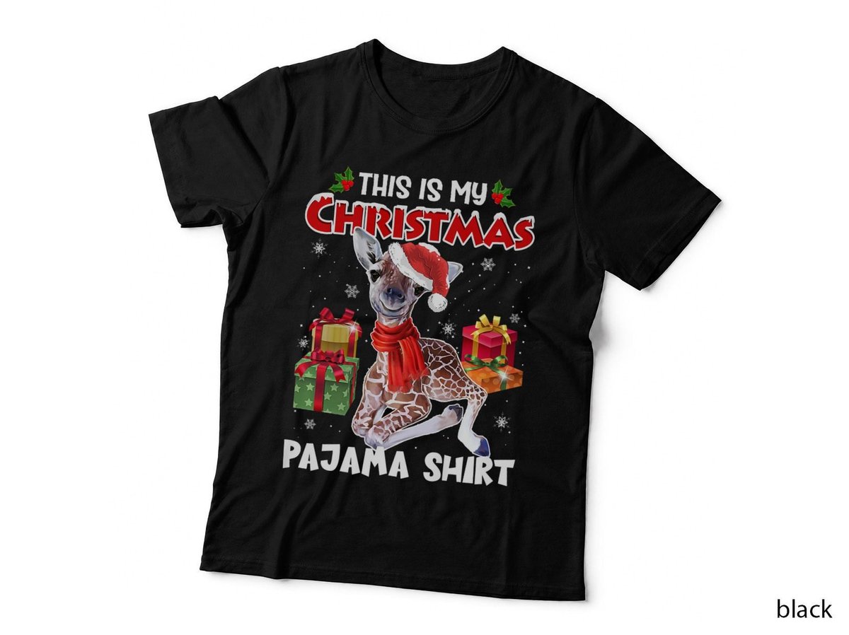 Giraffe Tree Light Christmas Sweater Xmas Animal, Seasonal T-Shirt