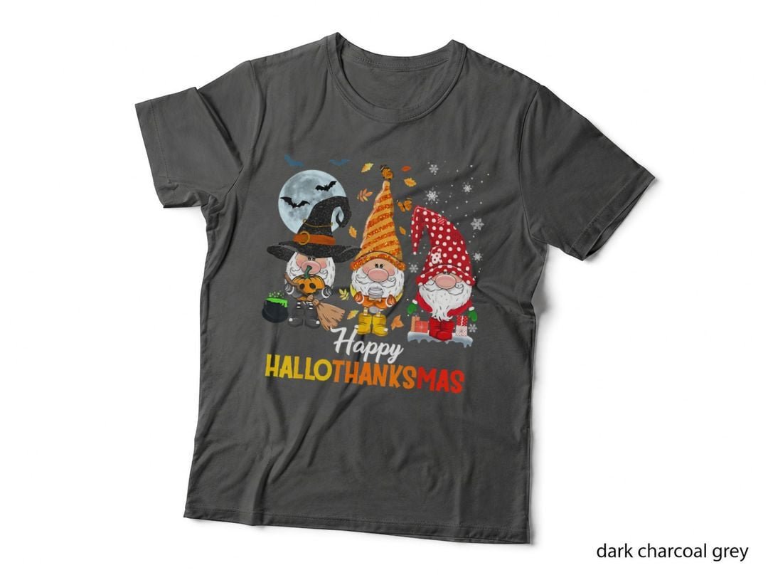 Gnomes Lover Halloween Merry Christmas Happy Hallothanksmas T-Shirt