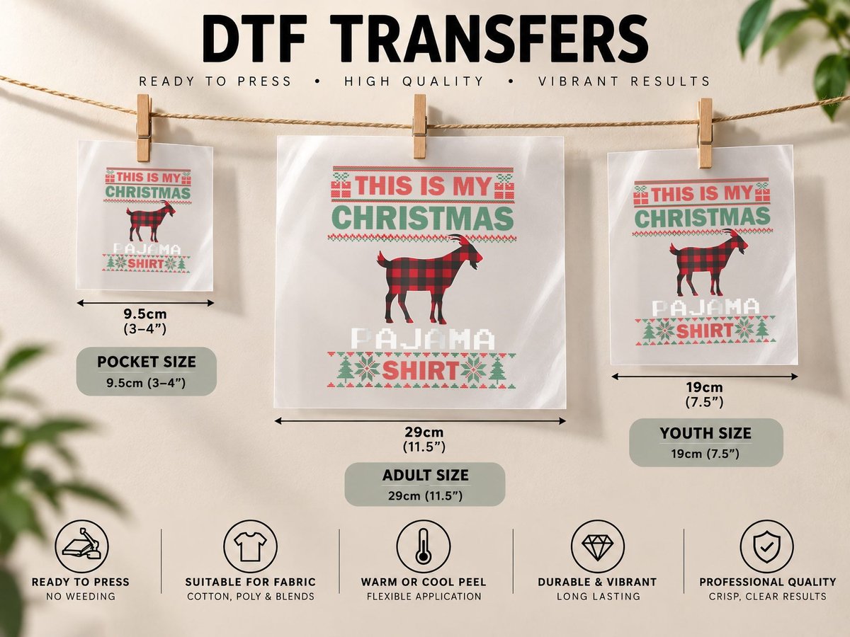 Goats Lovers Christmas Pajama Goat Ugly Christmas DTF Transfer Iron On