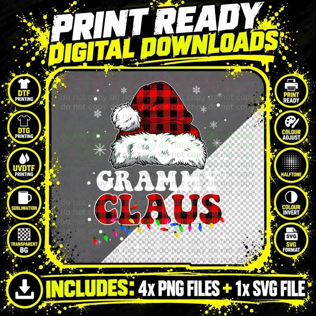Grammy Claus Funny Santa Claus Matching Family Pajamas Png SVG Digital Bundle
