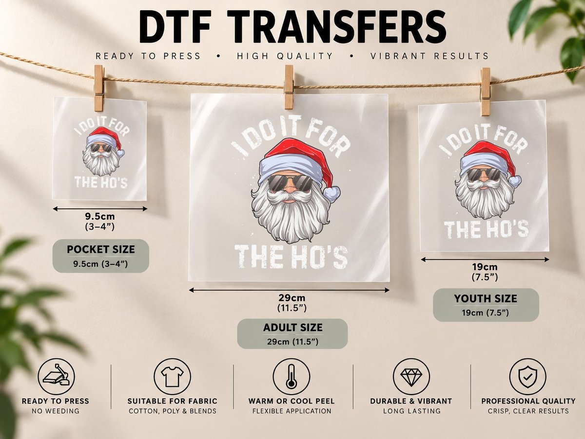 I Do It for the Ho's Funny Inappropriate Christmas Men DTF Transfer Iron On