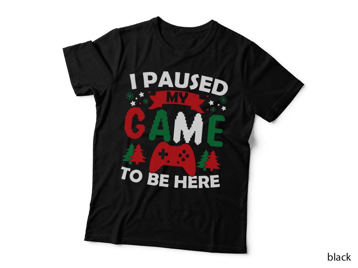 I Paused My Game to Be Here Christmas Vintage Gamer Boys Men T-Shirt