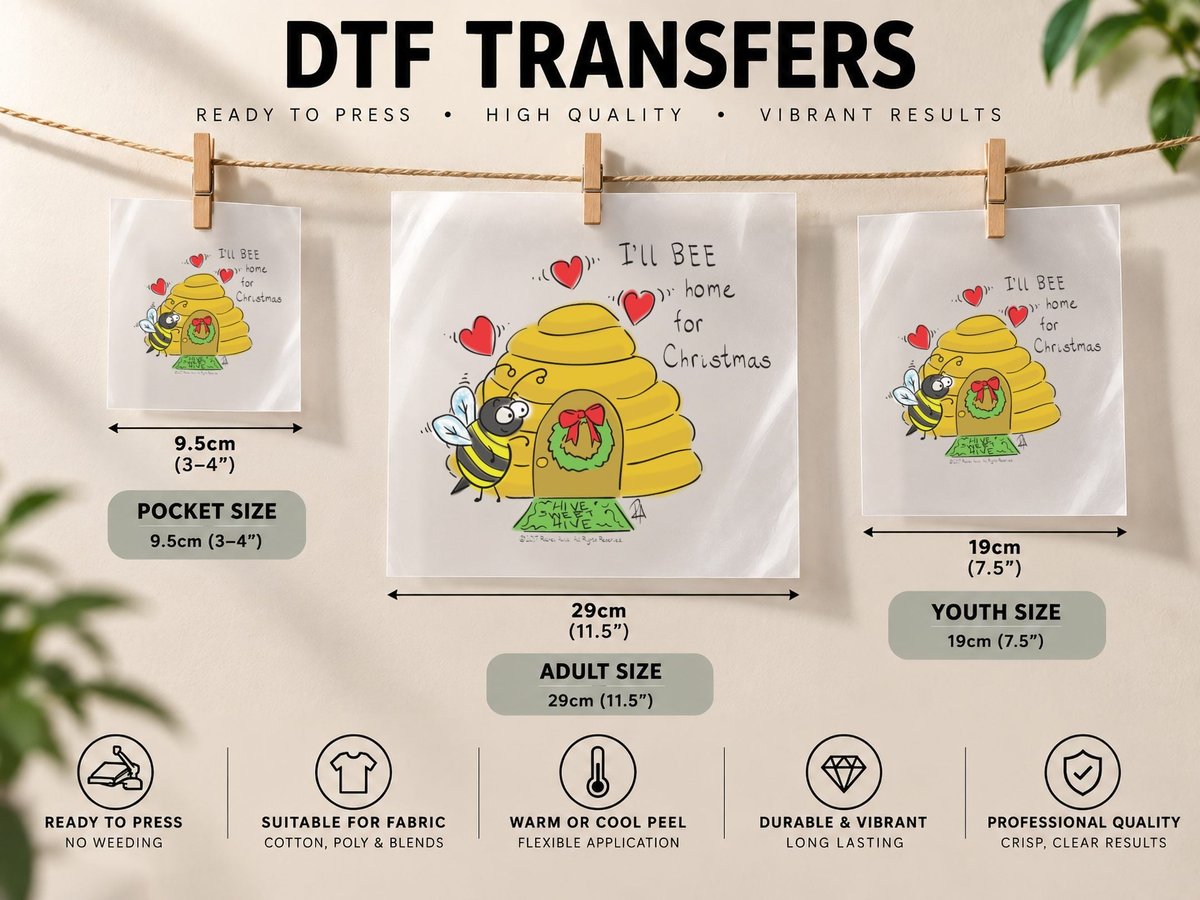 I'll Bee Home for Christmas DTF Transfer Iron On