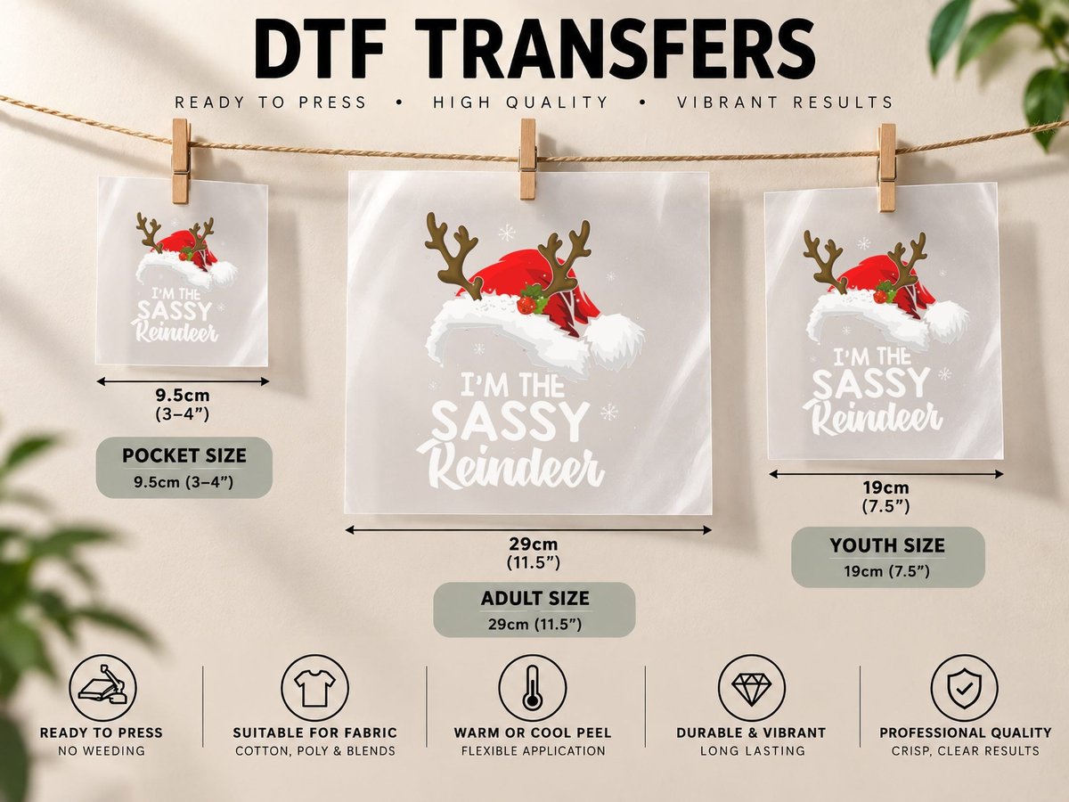I'm the Sassy Reindeer Christmas Funny Pajamas Family Xmas DTF Transfer Iron On