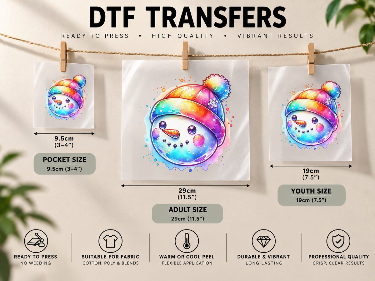 Iridescent Snowman, Collegiate, Minimalist, Everyday Wear DTF Transfer Iron On