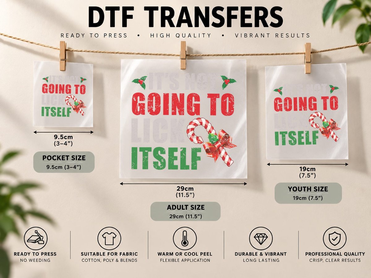 Its Not Going to Lick Itself Christmas Candy Cane DTF Transfer Iron On
