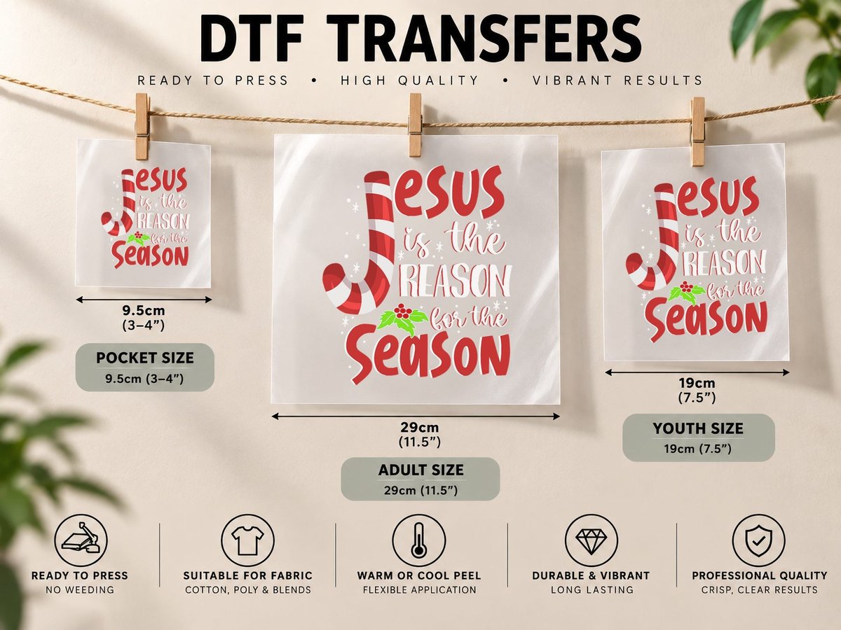 Jesus Is Reason Season Christmas Boys Girls DTF Transfer Iron On