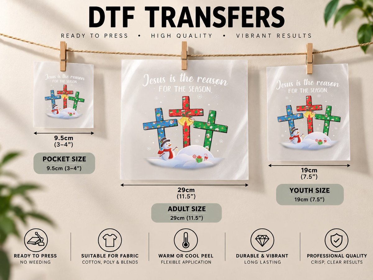 Jesus Is the Reason for the Season Christian Christmas Xmas DTF Transfer Iron On